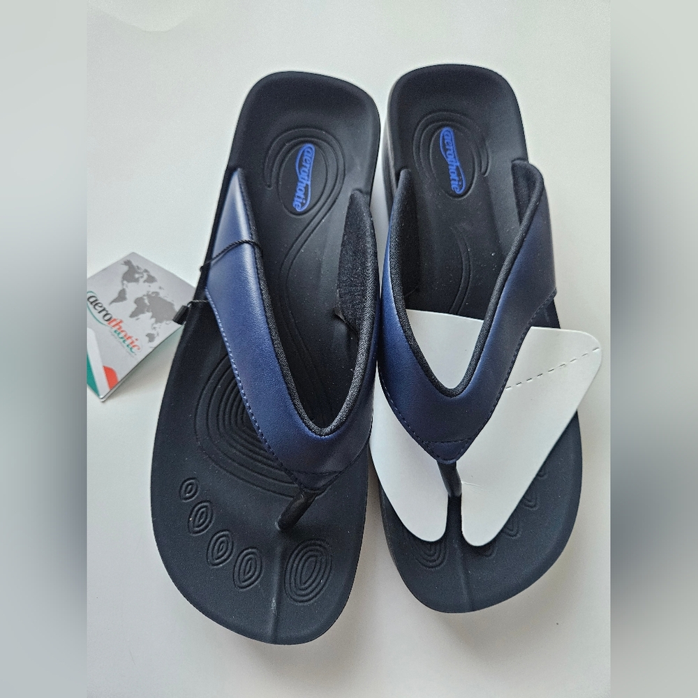 Aerithotic Ravune  Black and Blue Flip Flops